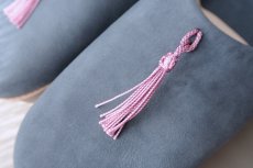 画像3: バブーシュ｜スウェード・タッセル＜レディース＞（ブルーグレー×パープルピンク）24〜25センチ ラッピング無料 (3)