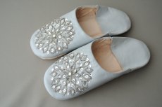 画像2: バブーシュ・スパンコール（ライトグレー×シルバー）24〜25センチ 【ちょっと訳あり】 (2)