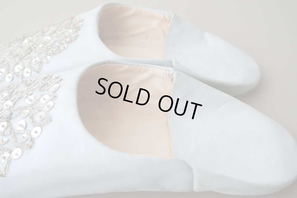 画像5: バブーシュ・スパンコール（ライトグレー×シルバー）24〜25センチ 【ちょっと訳あり】 (5)