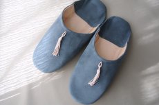 画像2: バブーシュ｜スウェード・タッセル＜メンズ＞（ブルーグレー×ベージュ）26〜27センチ ラッピング無料 (2)