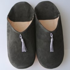 画像1: バブーシュ｜スウェード・タッセル＜メンズ＞（ダークグレー×グレー）26〜27センチ ラッピング無料 (1)