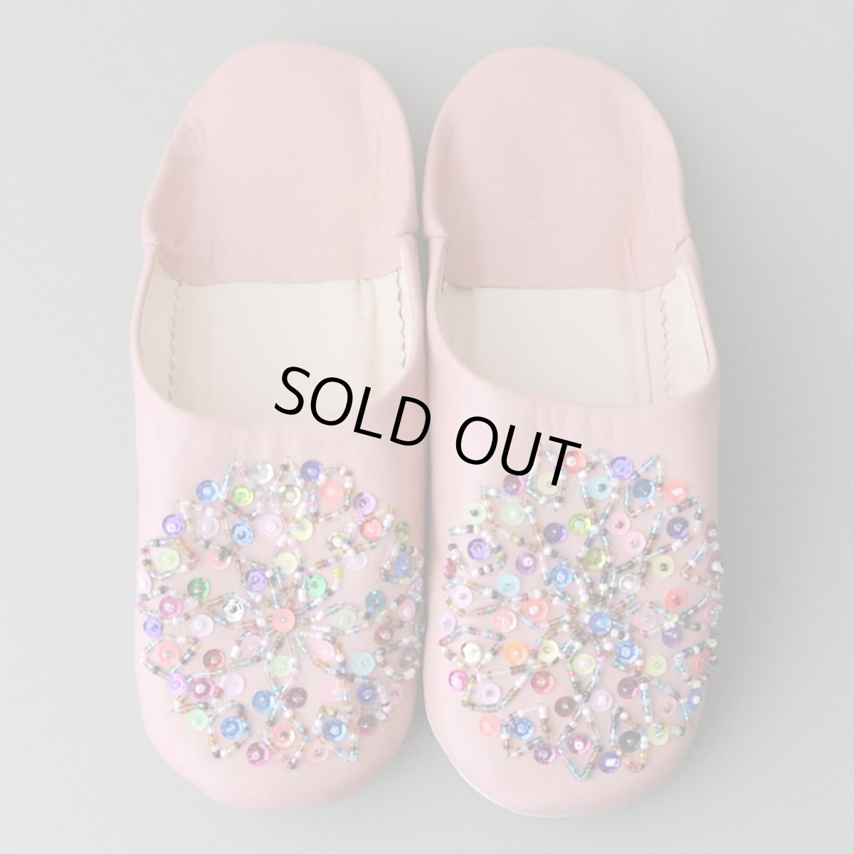 画像1: バブーシュ・スパンコール（ピンク×カラフル）24〜25センチ　メール便可・ラッピング無料 (1)