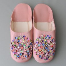 画像1: バブーシュ・スパンコール（ピンク×カラフル）24〜25センチ　メール便可・ラッピング無料 (1)