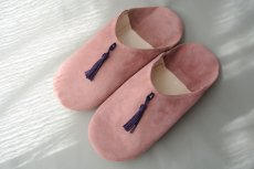 画像2: バブーシュ｜スウェード・タッセル＜レディース＞（くすみピンク×紫）24〜25センチ ラッピング無料 (2)