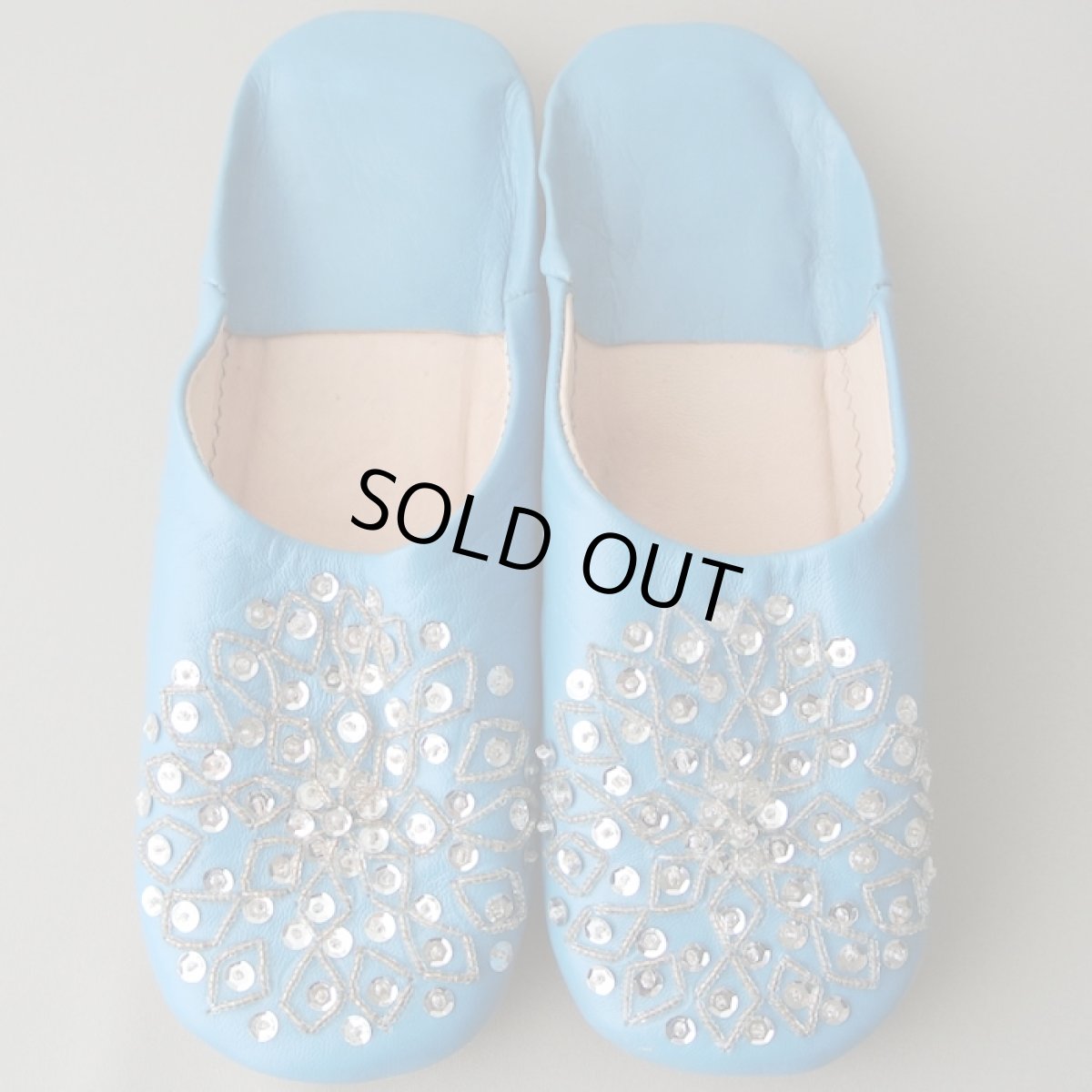 画像1: バブーシュ・スパンコール （セルリアンブルー×シルバー）24〜25センチ 【ちょっと訳あり】 (1)