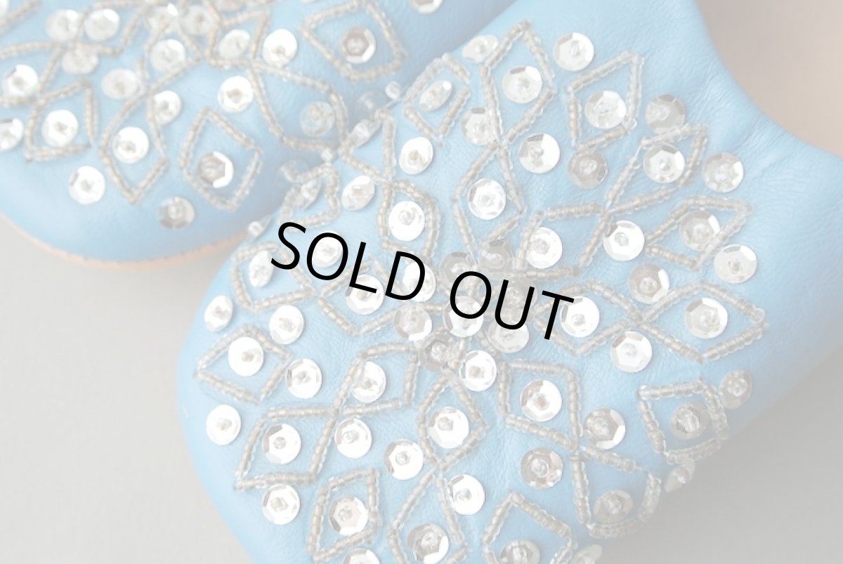 画像3: バブーシュ・スパンコール （セルリアンブルー×シルバー）24〜25センチ 【ちょっと訳あり】 (3)