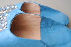 画像5: バブーシュ・スパンコール （セルリアンブルー×シルバー）24〜25センチ 【ちょっと訳あり】 (5)