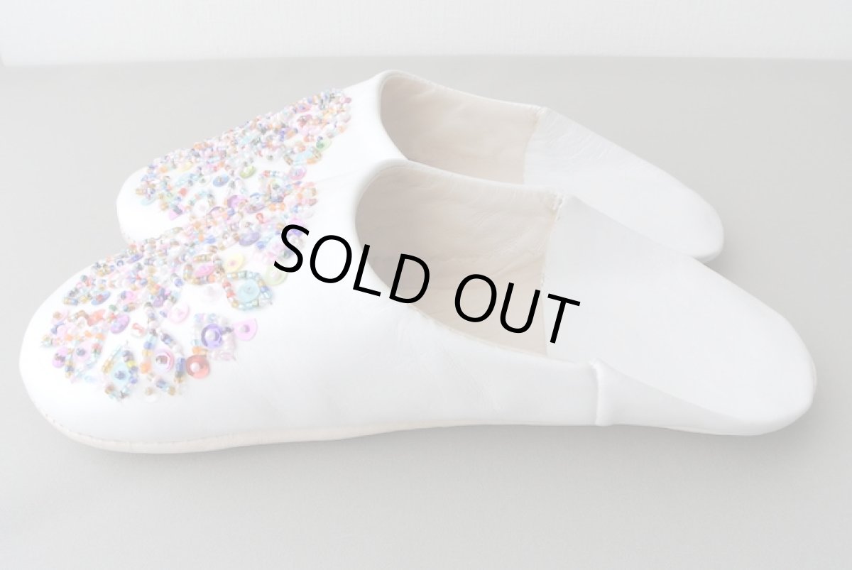 画像4: バブーシュ・スパンコール（白×カラフル）24〜25センチ　メール便可・ラッピング無料 (4)