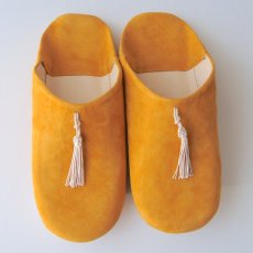 画像1: バブーシュ｜スウェード・タッセル＜レディース＞（イエロー×アイボリー）23〜24センチ ラッピング無料 (1)