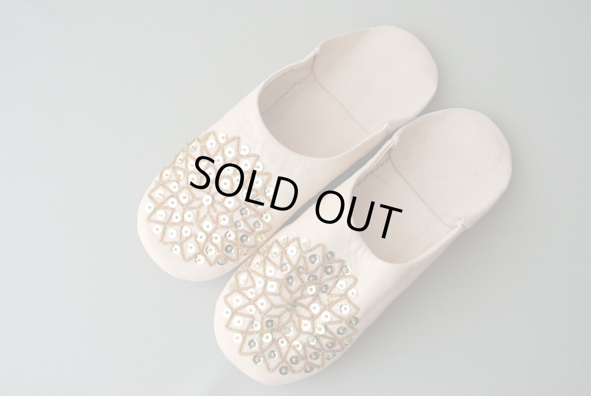 画像2: バブーシュ・スパンコール（ ヌメ革×ゴールド） メール便可・ラッピング無料 (2)