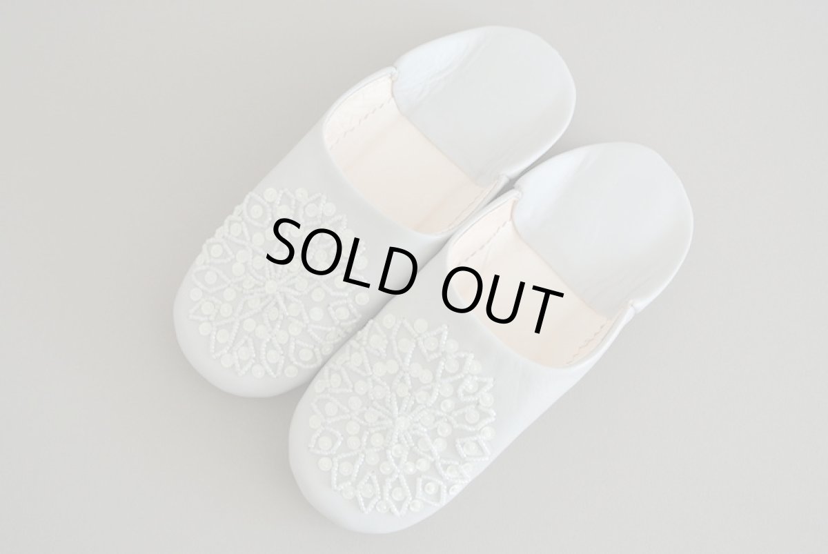 画像2: バブーシュ・スパンコール（ライトグレー×白）24〜25センチ　メール便可・ラッピング無料 (2)