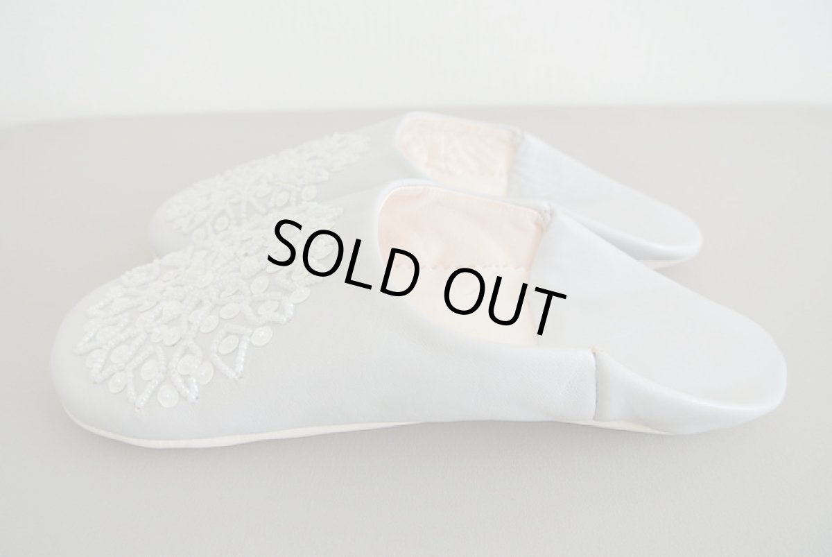 画像4: バブーシュ・スパンコール（ライトグレー×白）24〜25センチ　メール便可・ラッピング無料 (4)