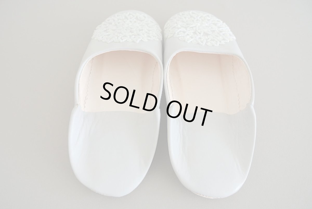 画像6: バブーシュ・スパンコール（ライトグレー×白）24〜25センチ　メール便可・ラッピング無料 (6)