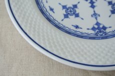 画像3: コセマ平皿：フェズ刺繍青・エンボス（直径20cm）COCEMA　未使用　希少　モロッコ陶器 (3)