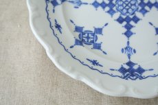 画像3: コセマ平皿：フェズ刺繍青・フリル（直径16cm）COCEMA　未使用　希少　モロッコ陶器 (3)