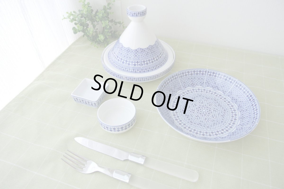 画像2: コセマ豆皿（角）：青白タイル（6×6cm / ユーズド）COCEMA　希少　モロッコ陶器 (2)