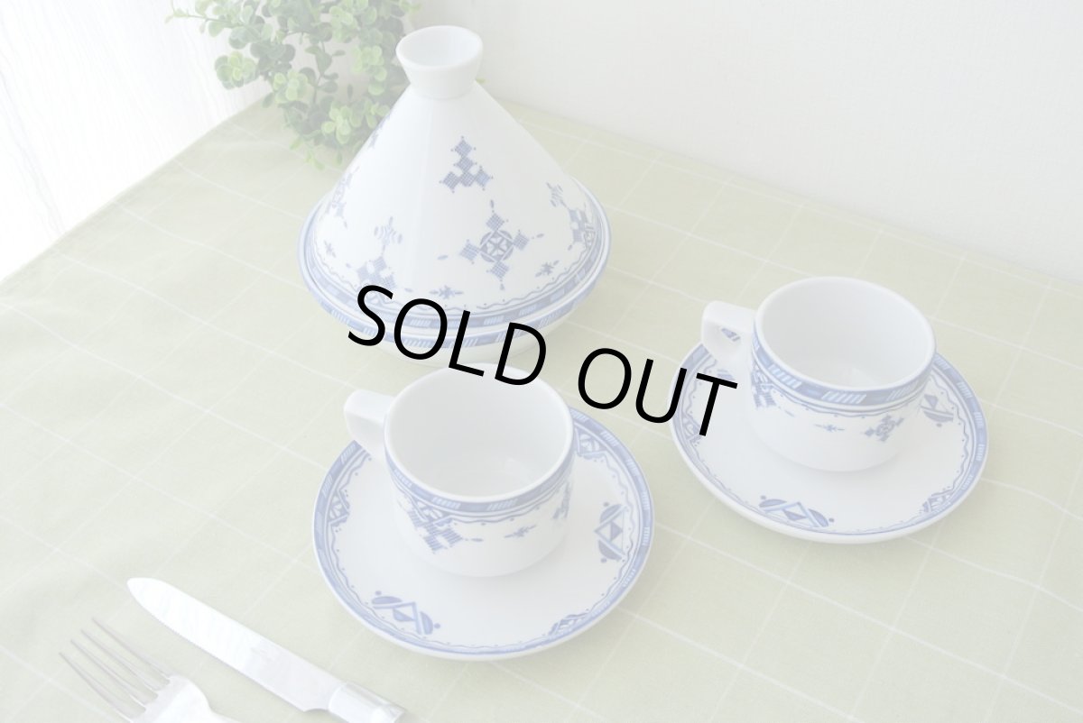 画像2: コセマタジン鍋：フェズ刺繍風B（ユーズド）COCEMA　希少　モロッコ陶器 (2)