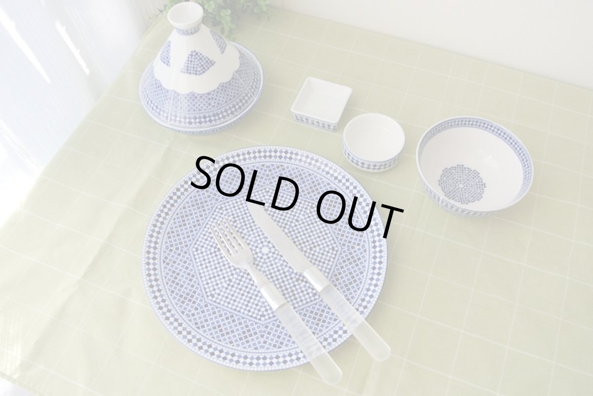 画像2: 【ご予約のお客様専用】コセマ平皿：青白タイル（直径25.5cm / ユーズド）COCEMA　希少　モロッコ陶器 (2)