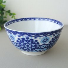 画像1: コセマボウル：青白ゼリージュ（直径12cm / ユーズド）COCEMA　希少　モロッコ陶器 (1)