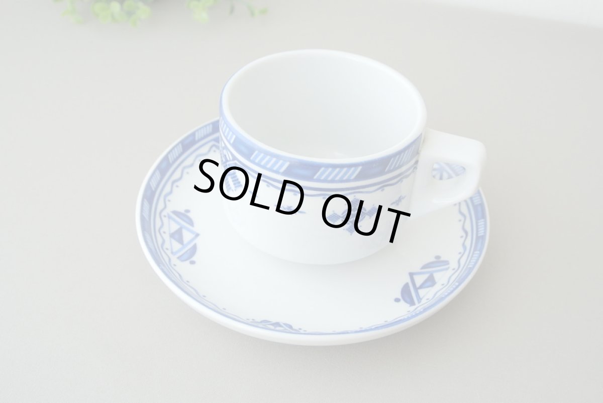 画像3: コセマ カップ＆ソーサー：青白フェズ刺繍風（ユーズド）COCEMA　希少　モロッコ陶器 (3)