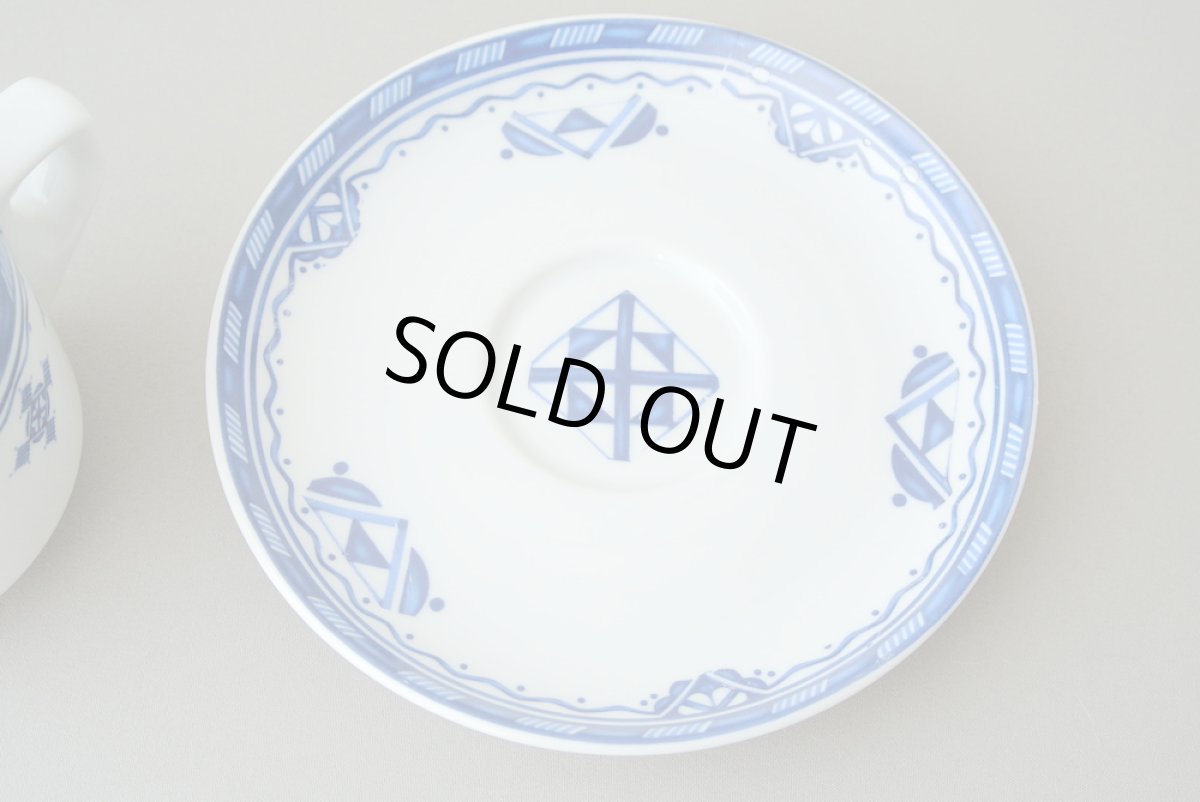 画像5: コセマ カップ＆ソーサー：青白フェズ刺繍風（ユーズド）COCEMA　希少　モロッコ陶器 (5)