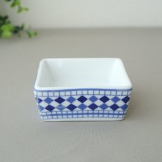 画像1: コセマ豆皿（角）：青白タイル（6×6cm / ユーズド）COCEMA　希少　モロッコ陶器 (1)