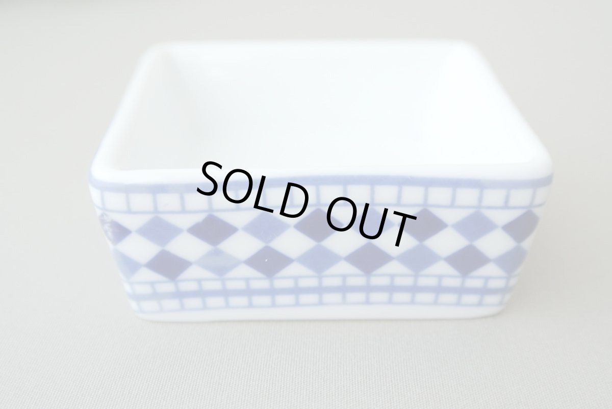 画像4: コセマ豆皿（角）：青白タイル（6×6cm / ユーズド）COCEMA　希少　モロッコ陶器 (4)