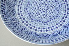 画像4: コセマ深皿：青白タイル（直径20cm / ユーズド）COCEMA　希少　モロッコ陶器 (4)