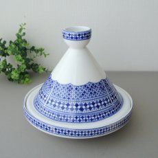 画像1: コセマタジン鍋：青白タイルA（ユーズド）COCEMA　希少　モロッコ陶器 (1)