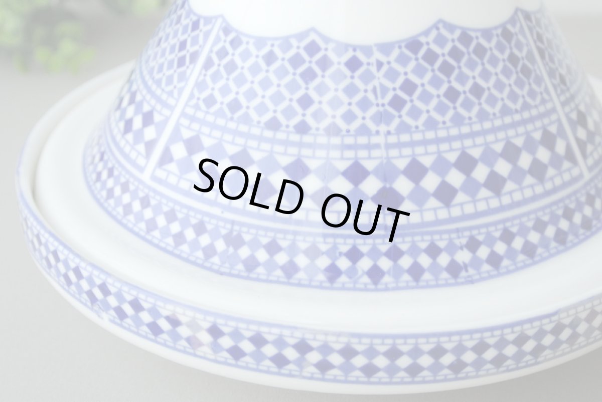 画像3: コセマタジン鍋：青白タイルA（ユーズド）COCEMA　希少　モロッコ陶器 (3)