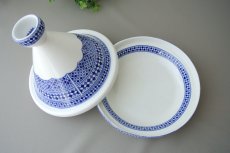 画像6: コセマタジン鍋：青白タイルA（ユーズド）COCEMA　希少　モロッコ陶器 (6)