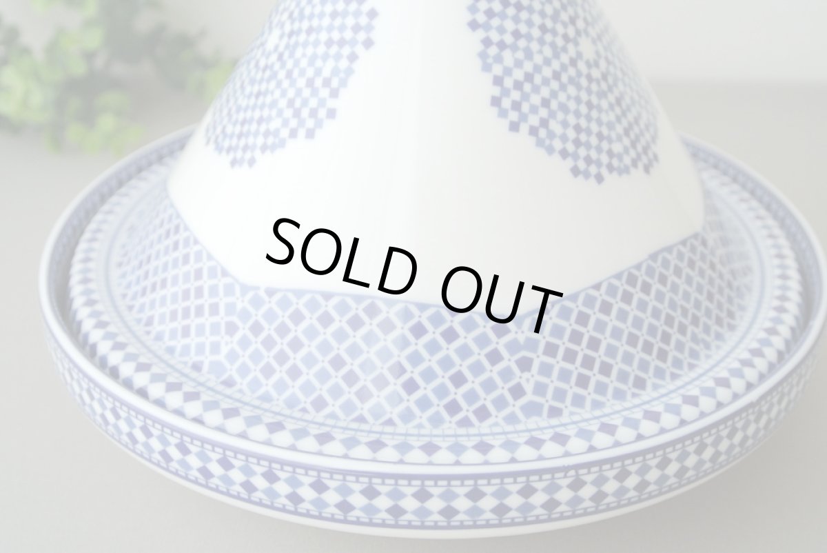 画像2: 【アウトレット】コセマタジン鍋：青白タイルC（ユーズド）COCEMA　希少　モロッコ陶器 (2)