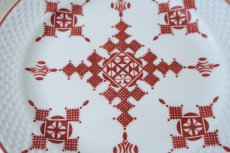 画像4: コセマ平皿：フェズ刺繍赤・エンボスA（直径18cm）COCEMA　未使用　希少　モロッコ陶器 (4)