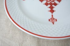 画像3: コセマ平皿：フェズ刺繍赤・エンボスB（直径18cm）COCEMA　未使用　希少　モロッコ陶器 (3)