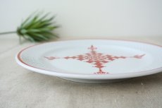 画像5: コセマ平皿：フェズ刺繍赤・エンボスB（直径18cm）COCEMA　未使用　希少　モロッコ陶器 (5)