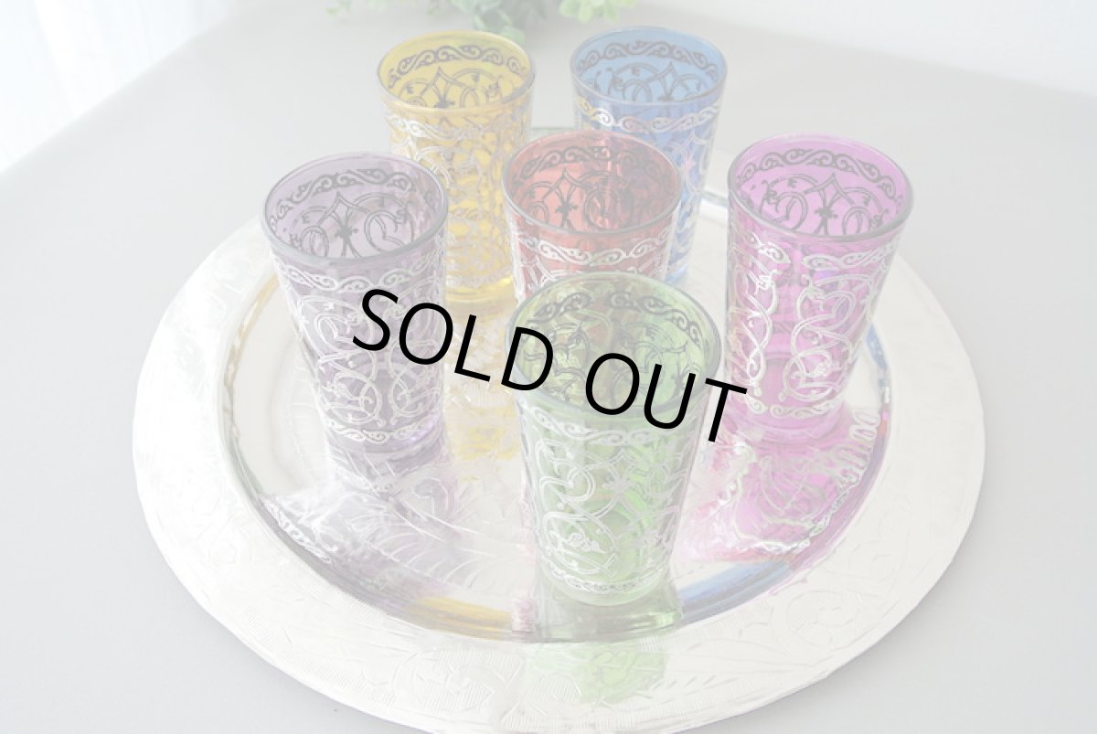 画像2: モロッコミントティーグラス|タルーダント(色グラス / 模様シルバー) (2)