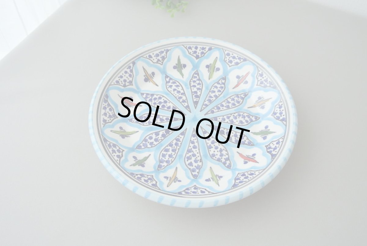 画像2: 陶製丸皿｜水色（チュニジアSLAMA製） (2)