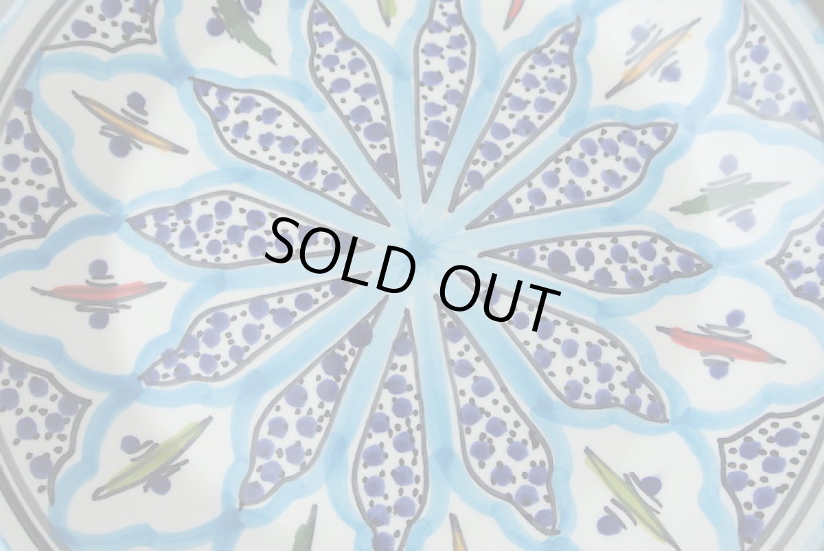 画像3: 陶製丸皿｜水色（チュニジアSLAMA製） (3)