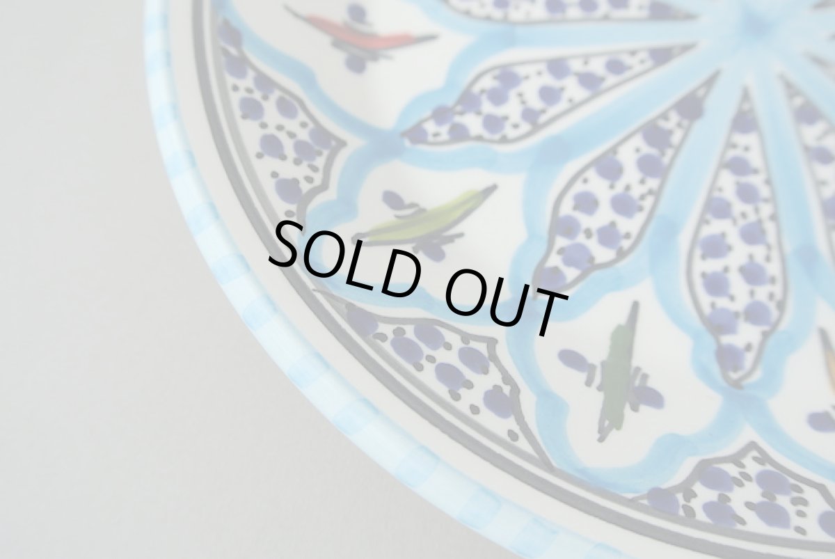 画像4: 陶製丸皿｜水色（チュニジアSLAMA製） (4)