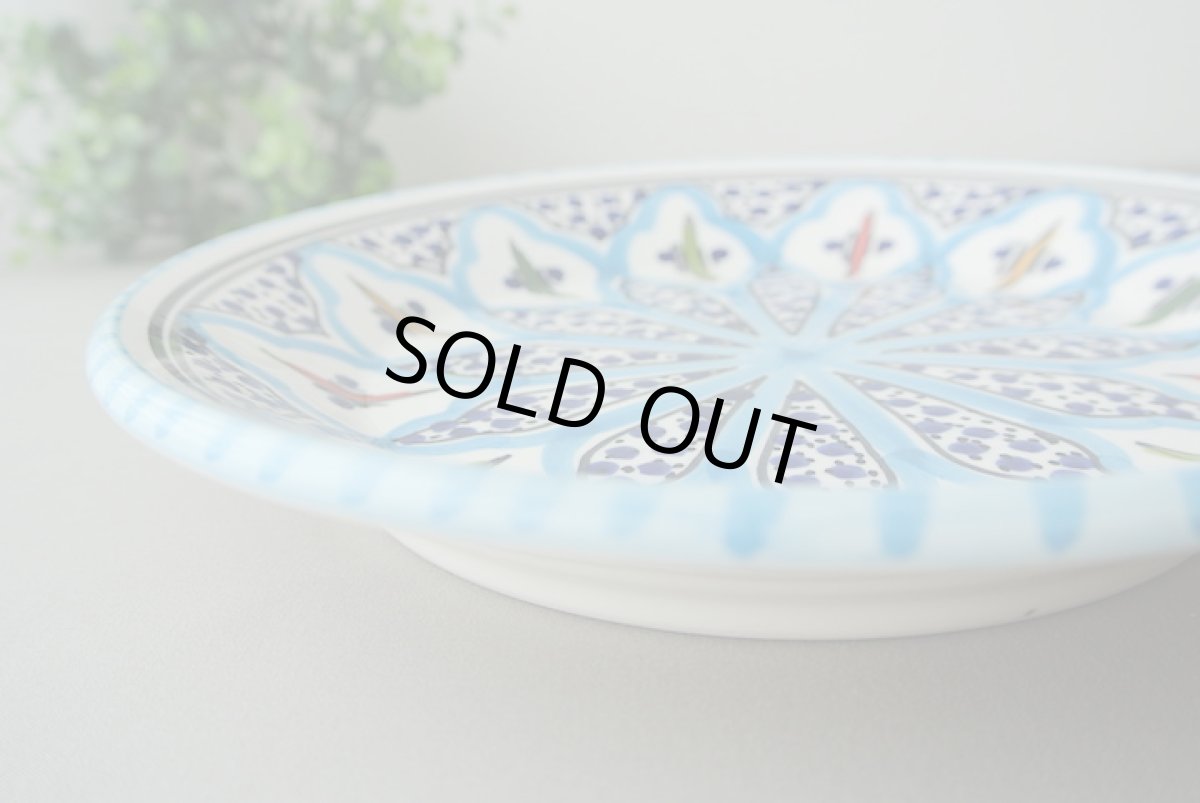 画像5: 陶製丸皿｜水色（チュニジアSLAMA製） (5)