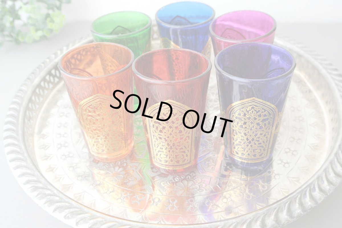 画像2: モロッコミントティーグラス｜メクネス（色グラス / 模様ゴールド） (2)