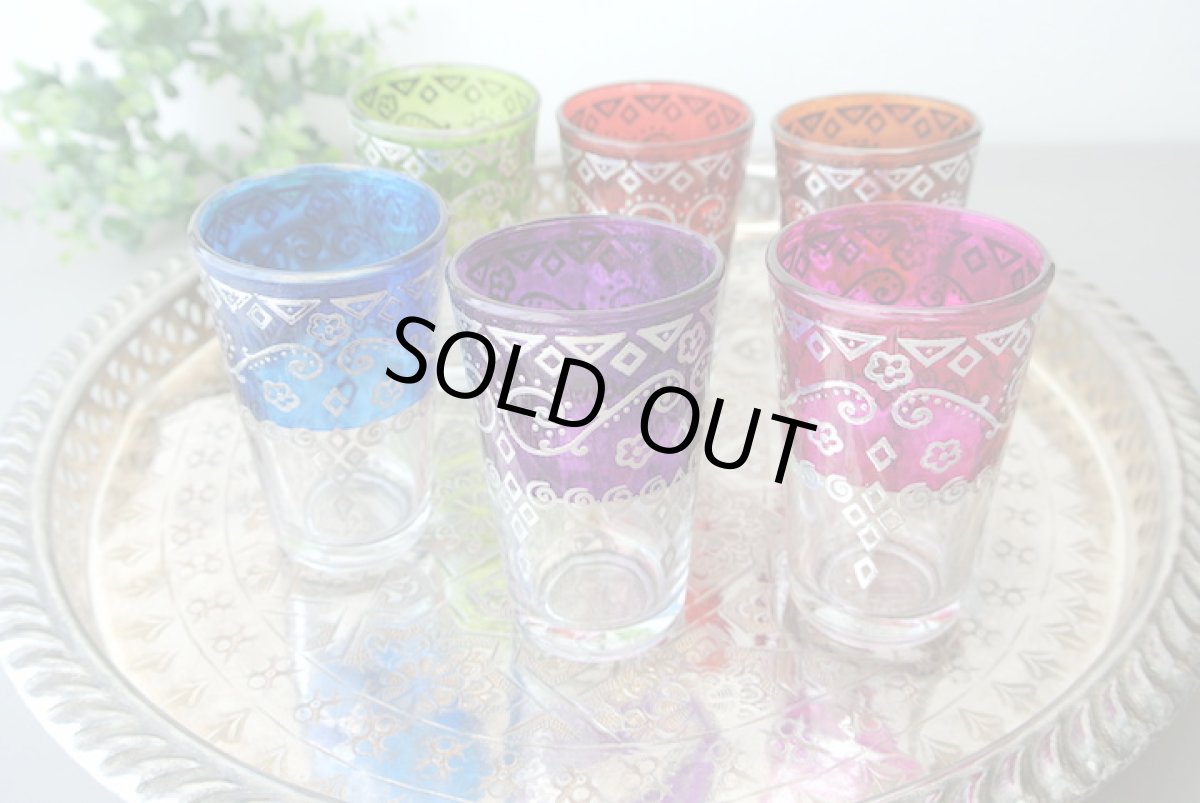 画像2: モロッコミントティーグラス｜シャウエン（色グラス / 模様シルバー） (2)