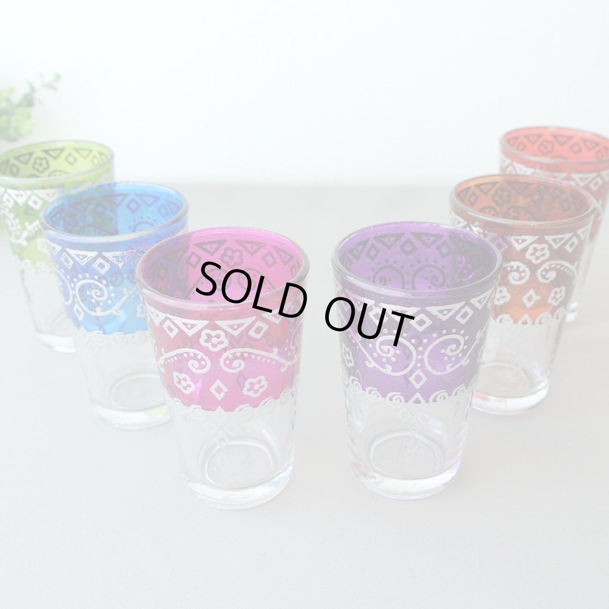 画像1: モロッコミントティーグラス｜シャウエン（色グラス / 模様シルバー） (1)