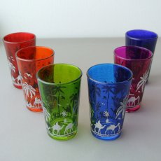 画像1: モロッコミントティーグラス｜メルズーガ　（色グラス / 模様シルバー） (1)