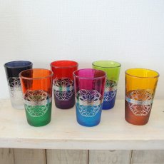 画像1: モロッコミントティーグラス｜マラケシュ（色グラス / 模様シルバー） (1)