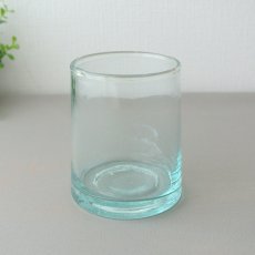 画像1: モロッコミントティーグラス｜リサイクルガラス（水色）台形 (1)