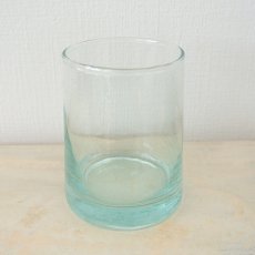 画像1: モロッコミントティーグラス｜リサイクルガラス（水色）台形 (1)