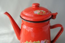 画像2: モロッコホーローティーポット（昭和レトロ風：赤）｜Lサイズ　2リットル (2)