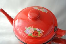 画像4: モロッコホーローティーポット（昭和レトロ風：赤）｜Lサイズ　2リットル (4)