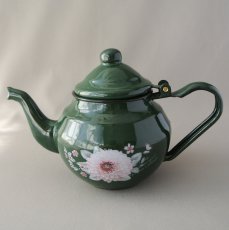 画像1: モロッコホーローティーポット（昭和レトロ風：緑）｜Mサイズ　400ml (1)